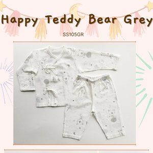 Baby Pajama/Set/Top/Pants/Newborn/Infant/Baby/Spring/Summer/Happy Teddy Bear/Gre